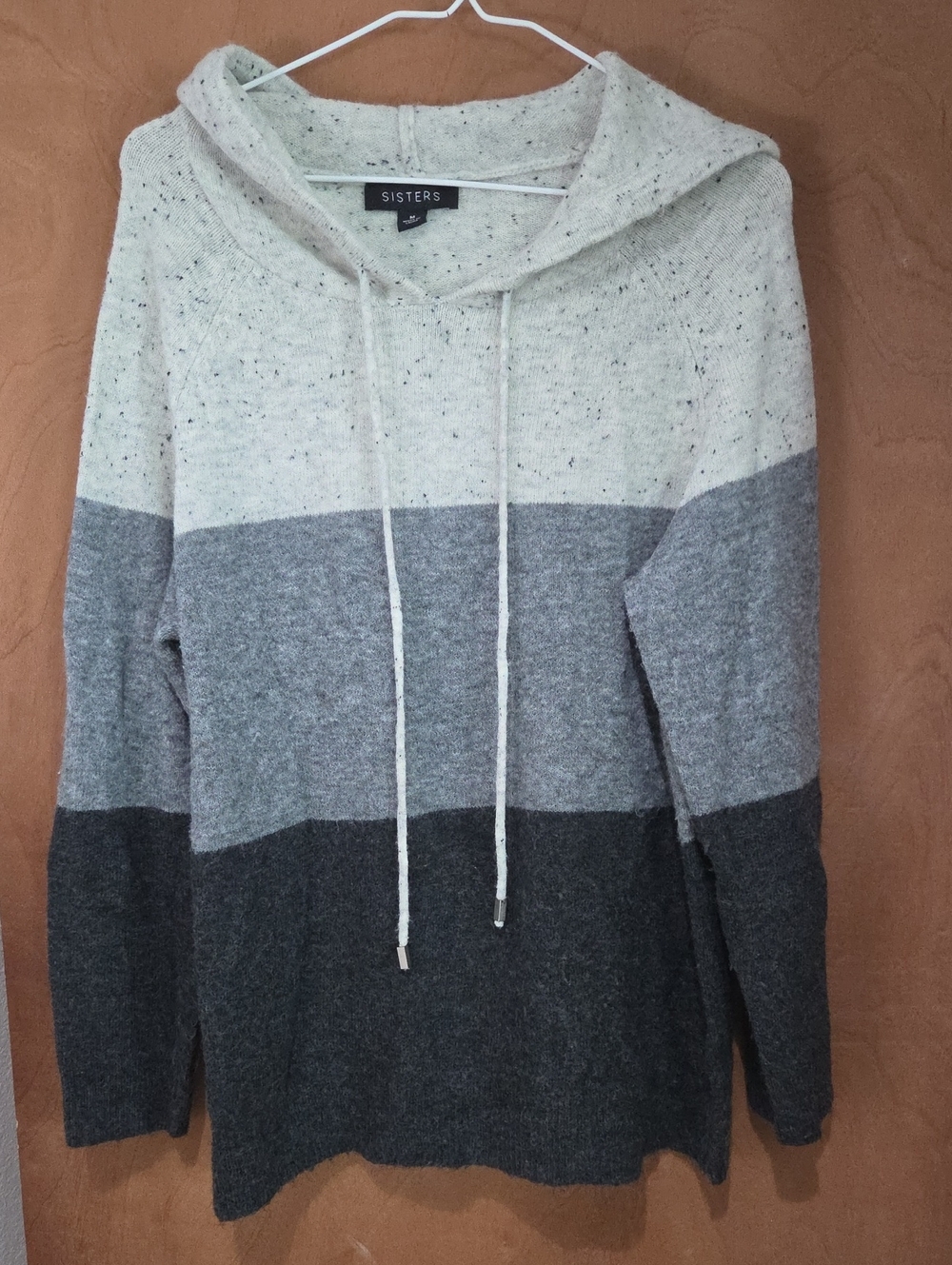 SISTERS Colorblock Hooded Sweater - Cream, Gray & Charcoal